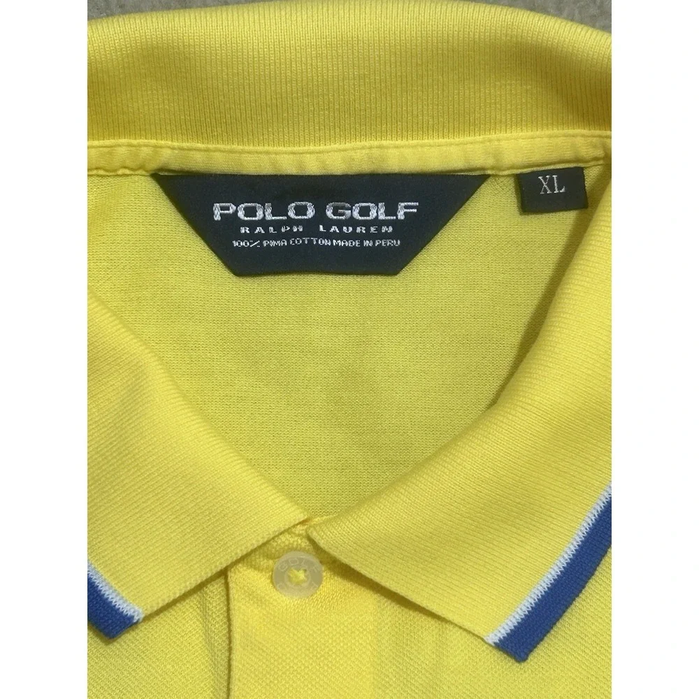 Polo By Ralph Lauren Men's Yellow  Pima Soft Cotton Polo Shirt XL Golf Preppy‎